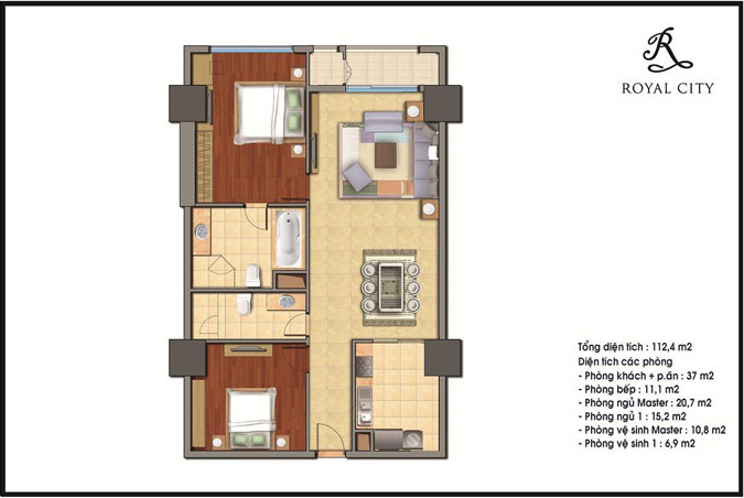 CHO THUÊ CĂN HỘ 2 PHÒNG NGỦ R4 ĐỦ ĐỒ HƯỚNG ĐÔNG NAM (TR40031)